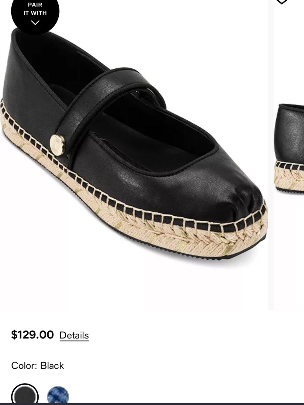 Karl Lagerfeld Black Leather Mary Jane Espadrilles